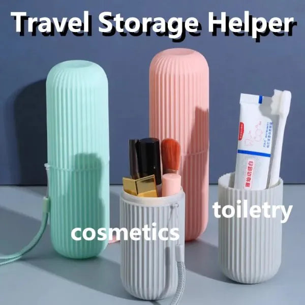 Portable inflatable travel pillow with a toothbrush holder for convenient travel essentials.