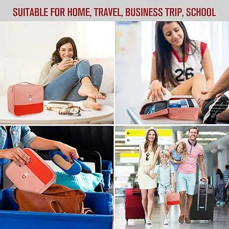 Travel-friendly first aid medicine case with a waterproof design for convenient emergency preparedness.
