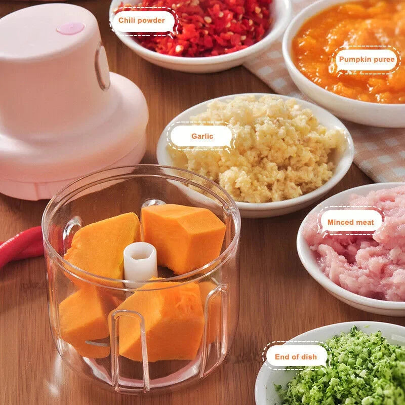 USB rechargeable 250ml mini food chopper designed for fast and convenient food preparation.