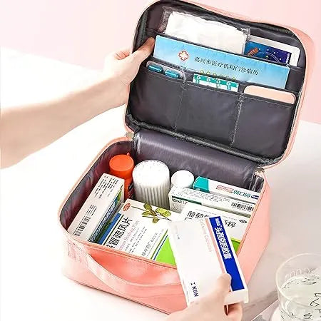 Waterproof medical supply organizer designed for safe, organized storage of first aid essentials.