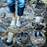 Waterproof rain shoe covers made from durable silicone gel for outdoor use in rainy conditions.