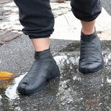 Waterproof silicone gel rain shoe covers that keep shoes dry and protected in wet weather.