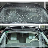 Before and after comparison of a car windshield with cleaning product application