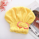 Women's microfiber hair towel cap with a bow for fast drying and everyday hair care.