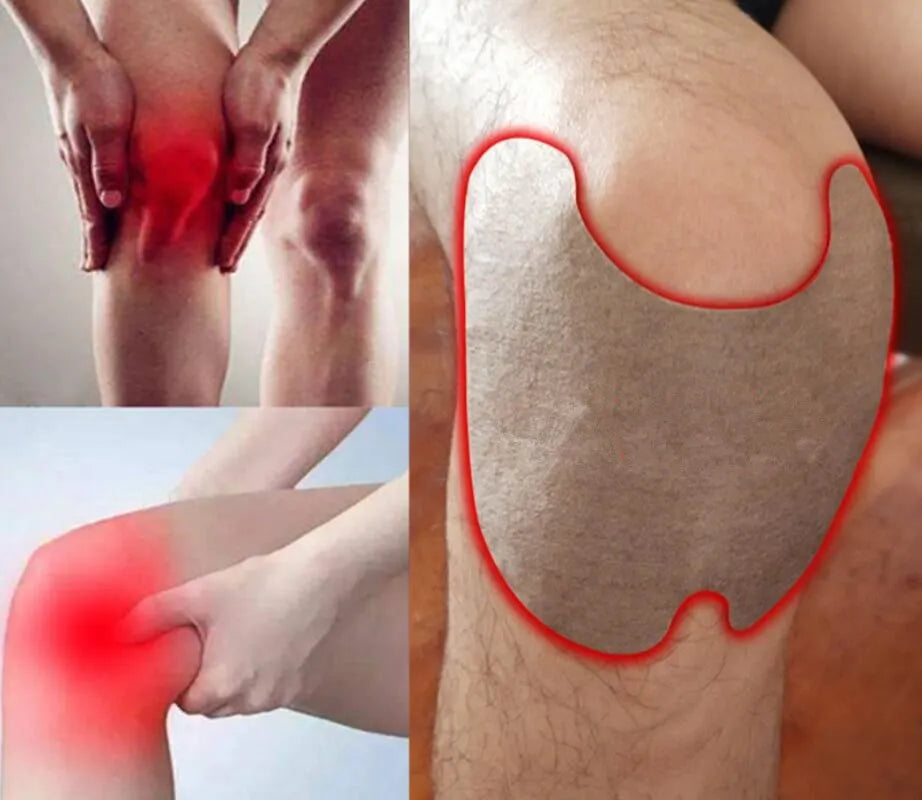 Illustration of knee pain with a close-up of a knee area.