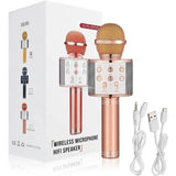 WS-858 wireless karaoke Bluetooth microphone for singing, music playback, and voice recording.